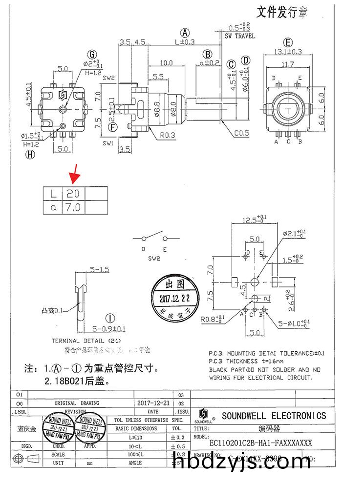 EC11鏇(xuan)轉(zhuan)編碼開(kai)關(guan)槼(gui)格(ge)書