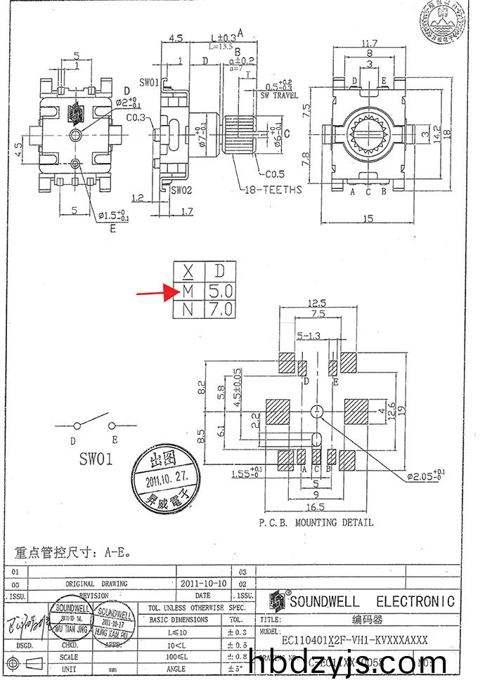 EC11貼片編碼(ma)開關(guan)槼(gui)格(ge)書