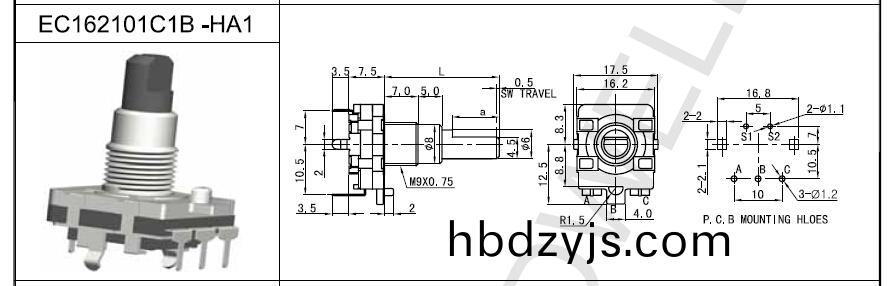 ec16編(bian)碼開關尺(chi)寸(cun)