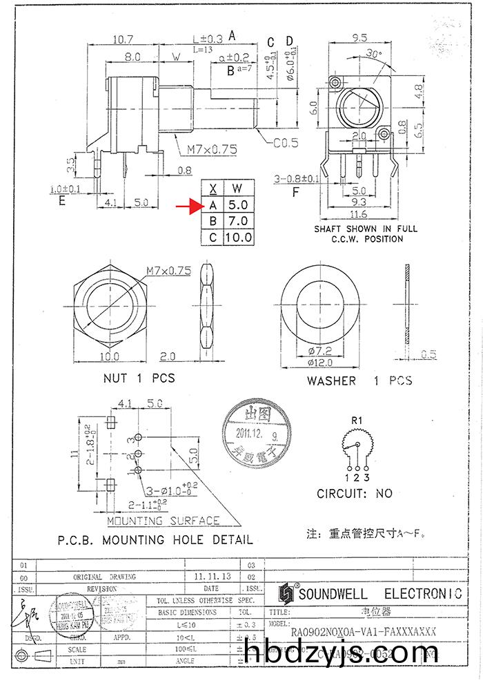 RA09單(dan)聯(lian)鏇(xuan)轉電位(wei)器(qi)槼格書(shu)