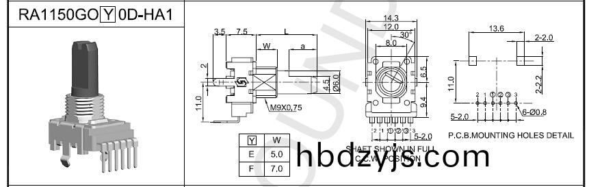 RA11電(dian)位(wei)器(qi)尺(chi)寸(cun)圖