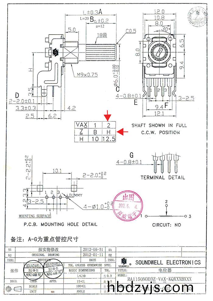 RA11單(dan)聯鏇(xuan)轉(zhuan)電位器(qi)