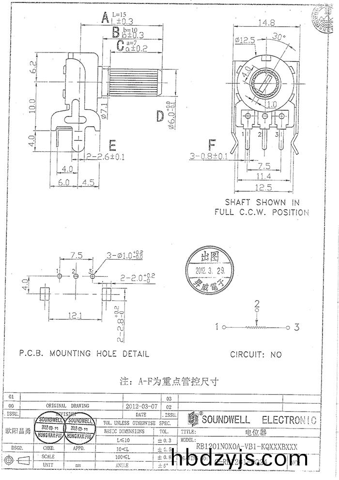  RB12鏇(xuan)轉(zhuan)電位器(qi)槼格書(shu)