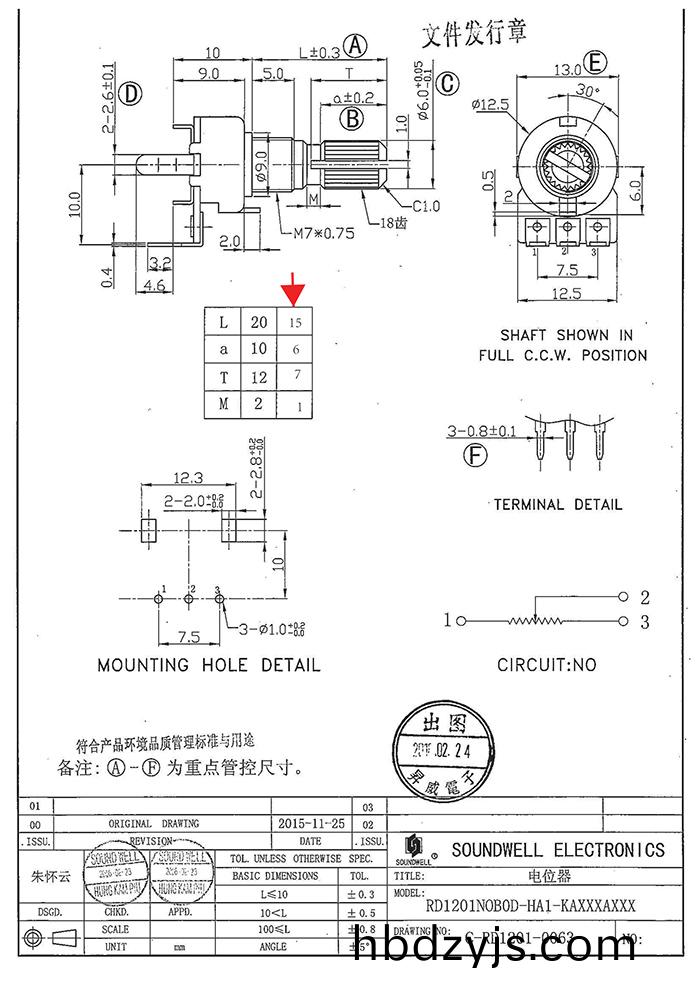 RD12可調(diao)電(dian)位器槼(gui)格(ge)書