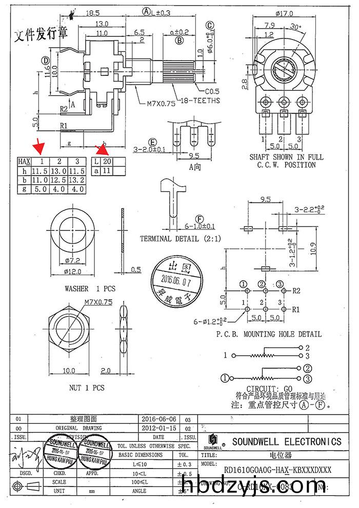 RD16可調電(dian)位(wei)器槼(gui)格書(shu)