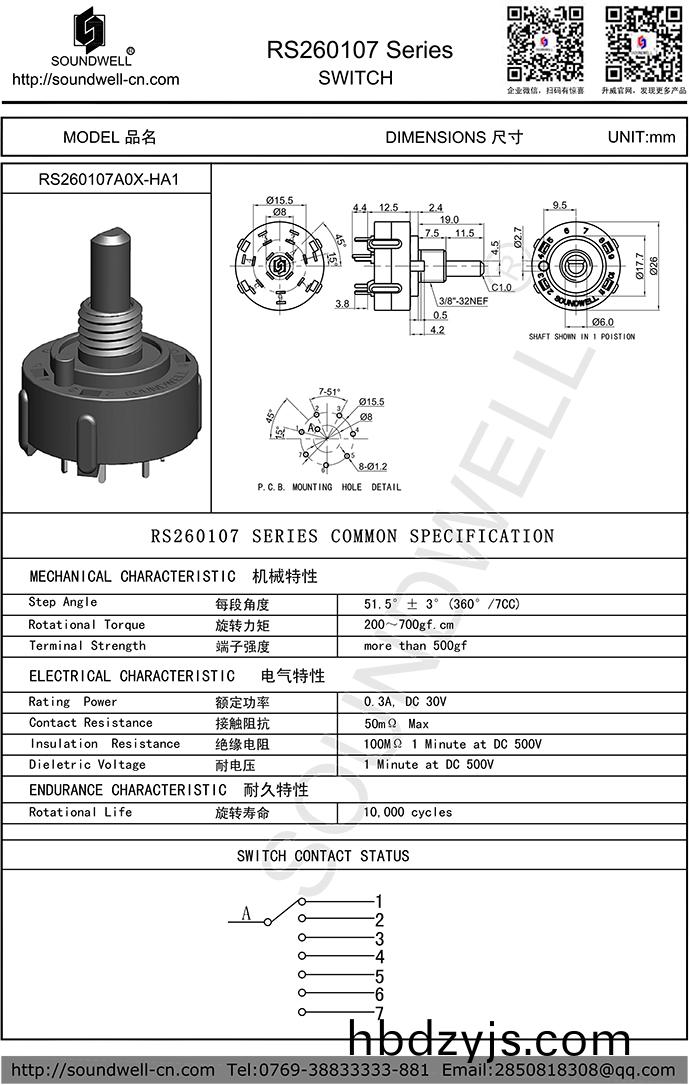 RS26鏇(xuan)轉多(duo)路開(kai)關(guan)