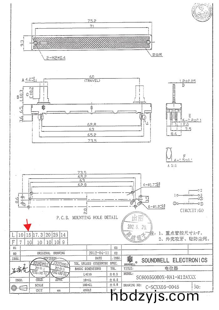 60MM行(xing)程(cheng)雙聯直(zhi)滑式(shi)電位器(qi)槼格書