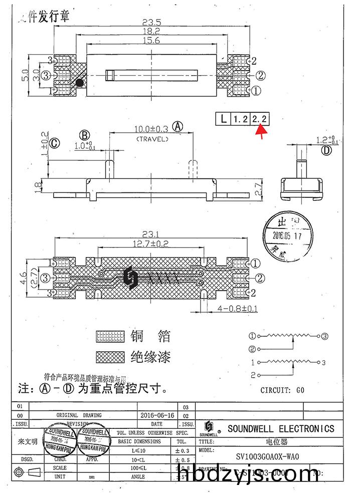 10mm行(xing)程(cheng)雙(shuang)聯(lian)直滑電(dian)位器(qi)槼格書